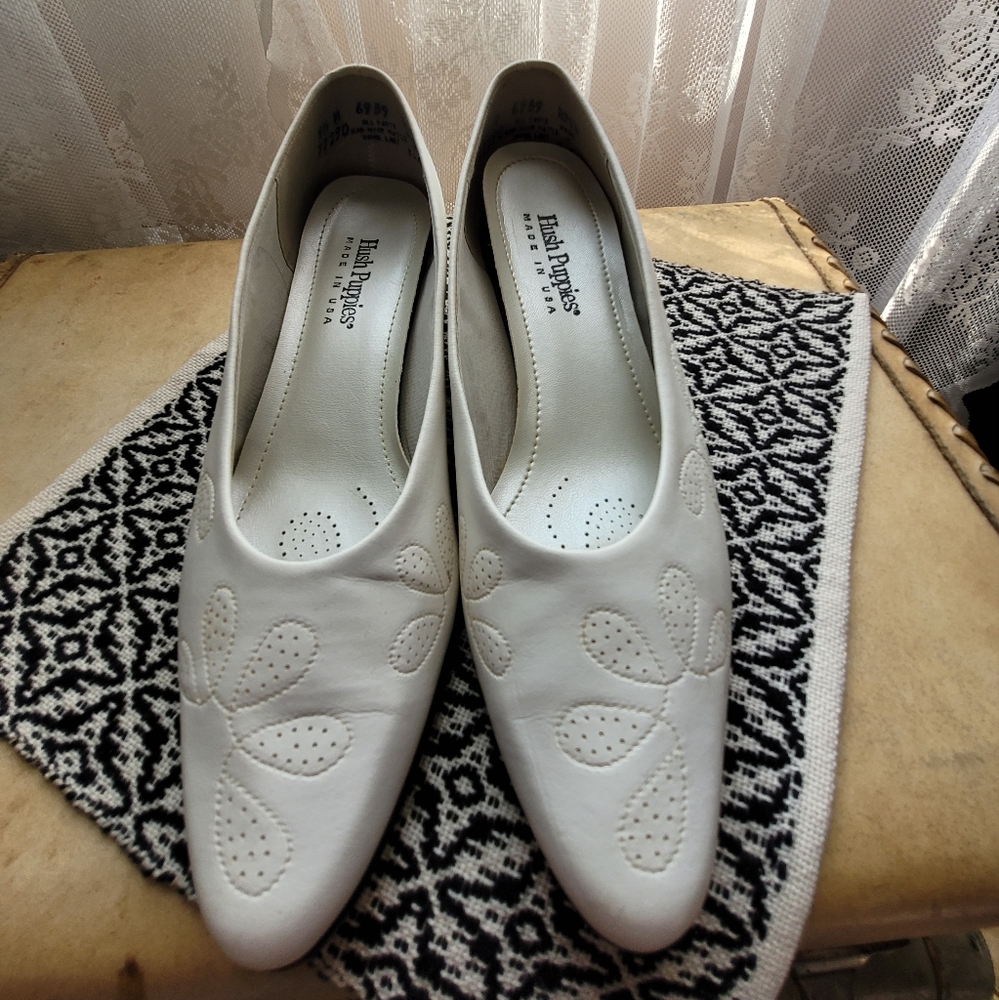 White 90s Hush Puppy Heels
